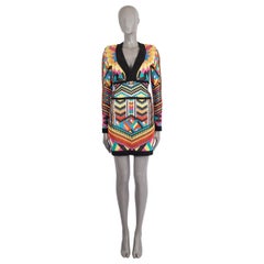 BALMAIN multicolore Abito BODYCON IN MAGLIA GEOMETRICA 38 S