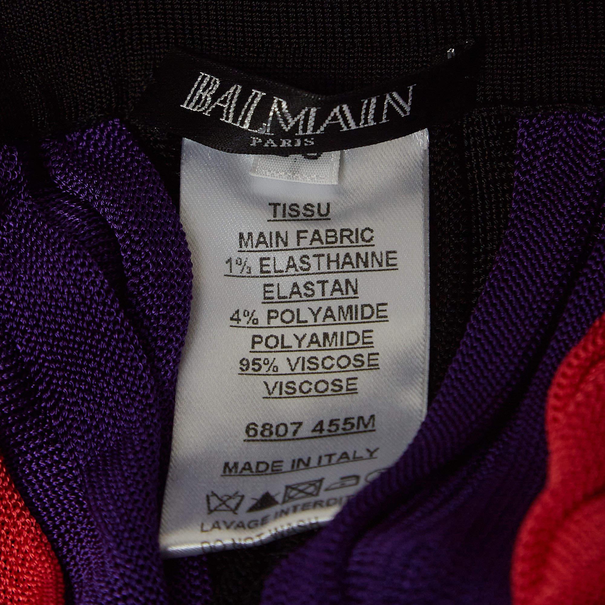 Balmain Multicolor Patterned Knit Elasticated Waist Pants S For Sale 1