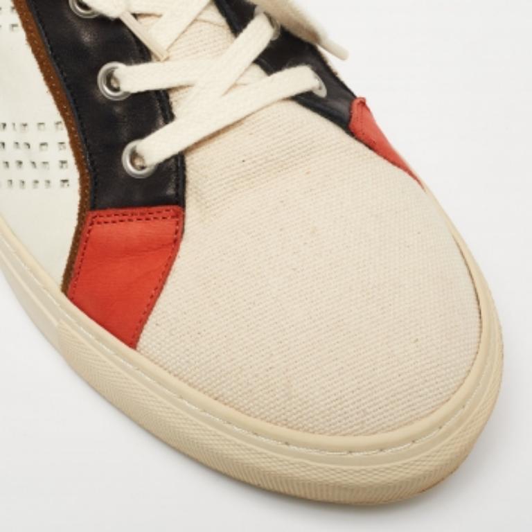Men's Balmain Multicolor Perforated Leather, Suede & Canvas High-Top Sneakers Size 42 For Sale