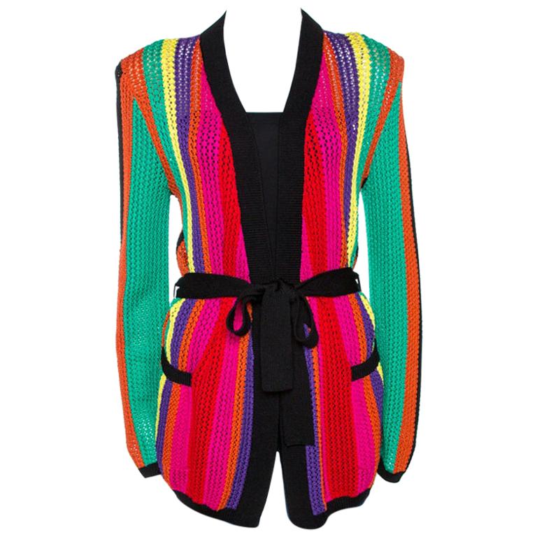 Open Knit Belted Cardigan M at 1stDibs