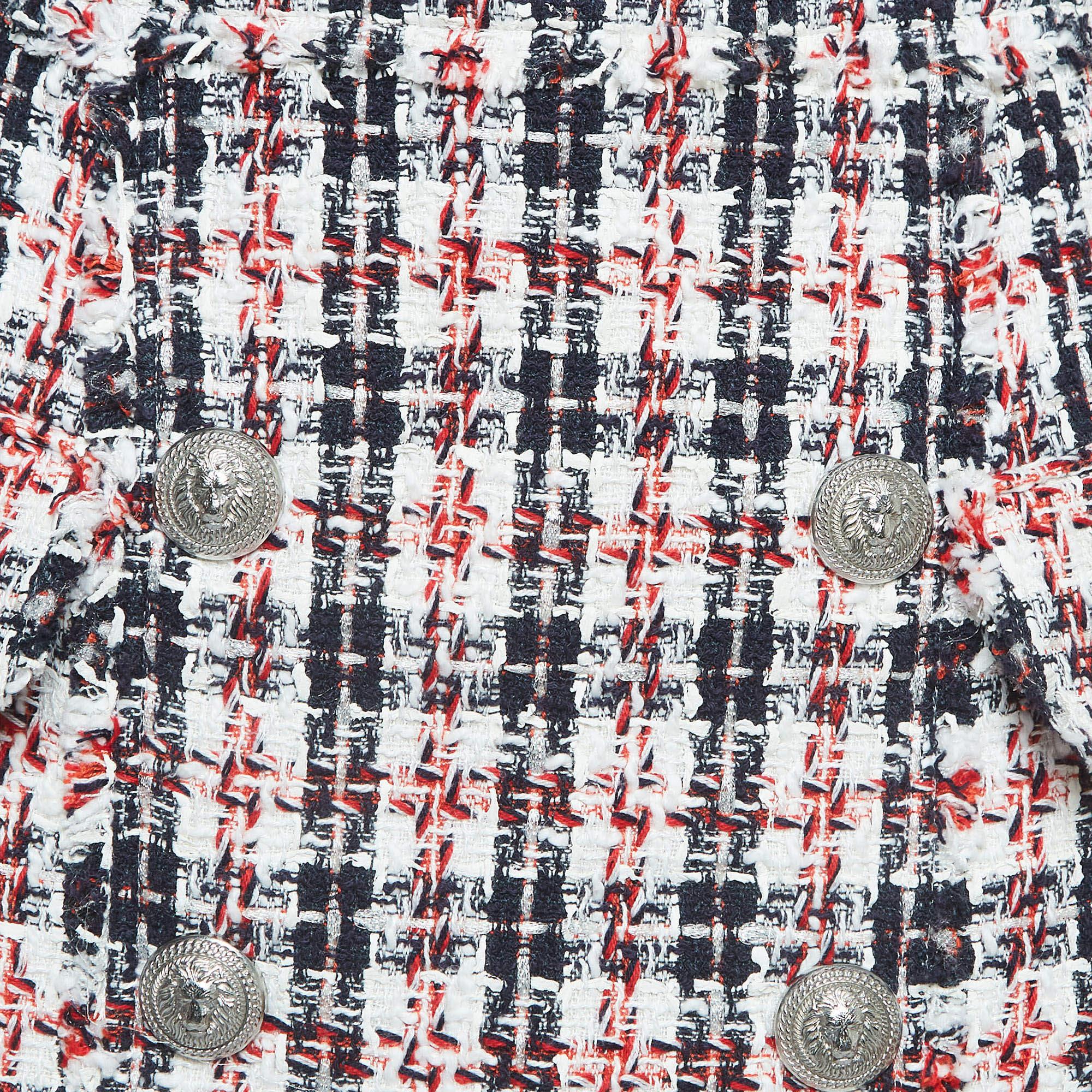 Balmain Multicolor Tweed Button Detail Mini Skirt M In Good Condition In Dubai, Al Qouz 2