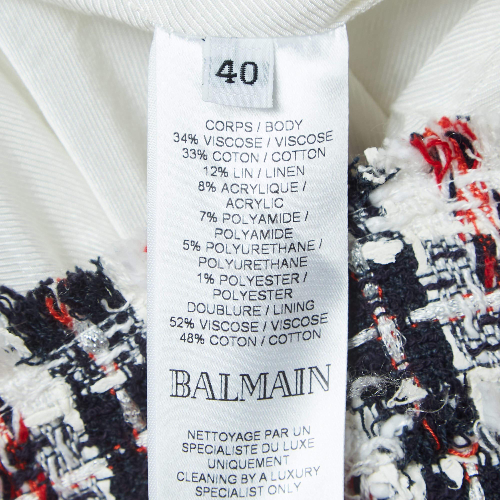 Women's Balmain Multicolor Tweed Button Detail Mini Skirt M