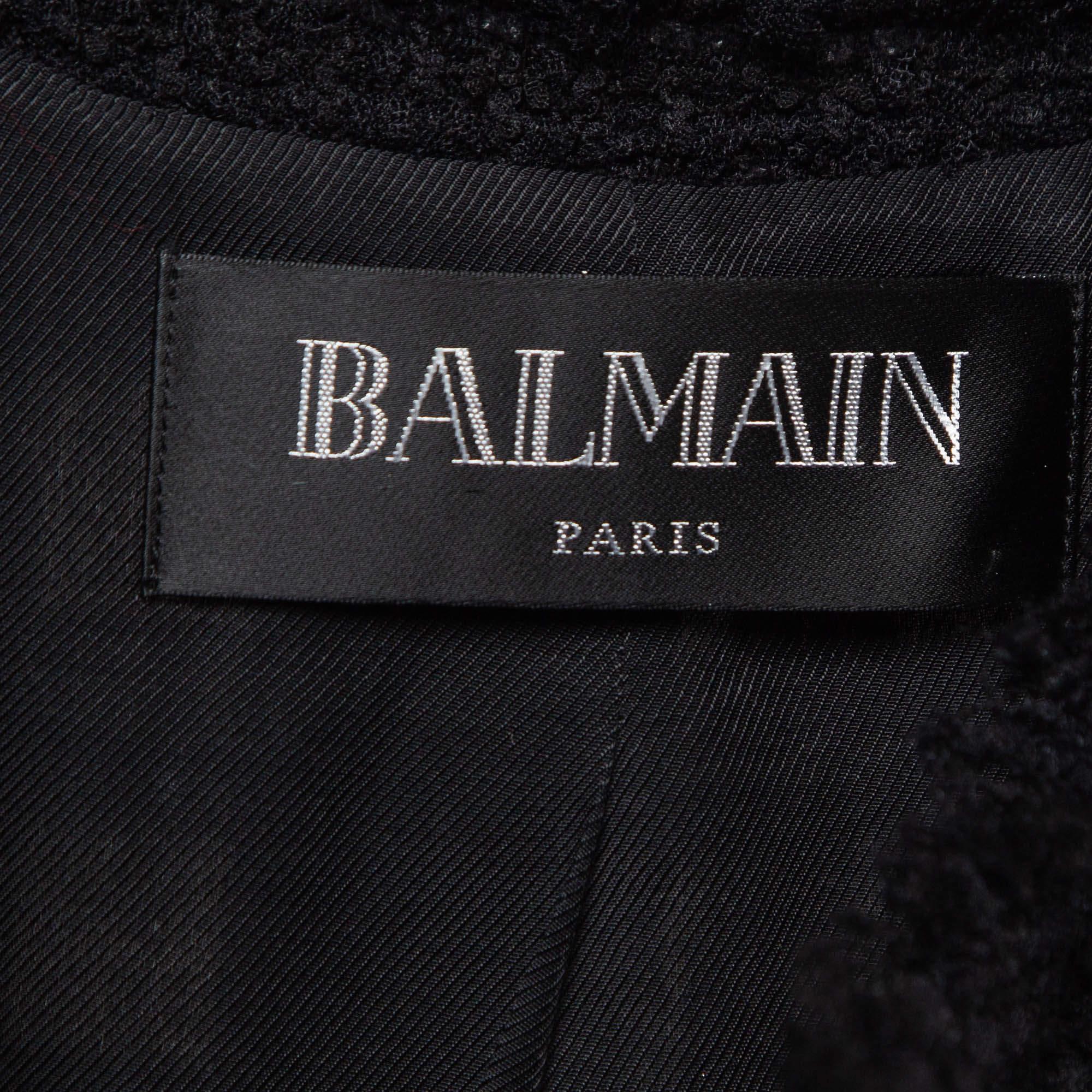 Women's Balmain Multicolor Tweed Collarless Jacket M For Sale