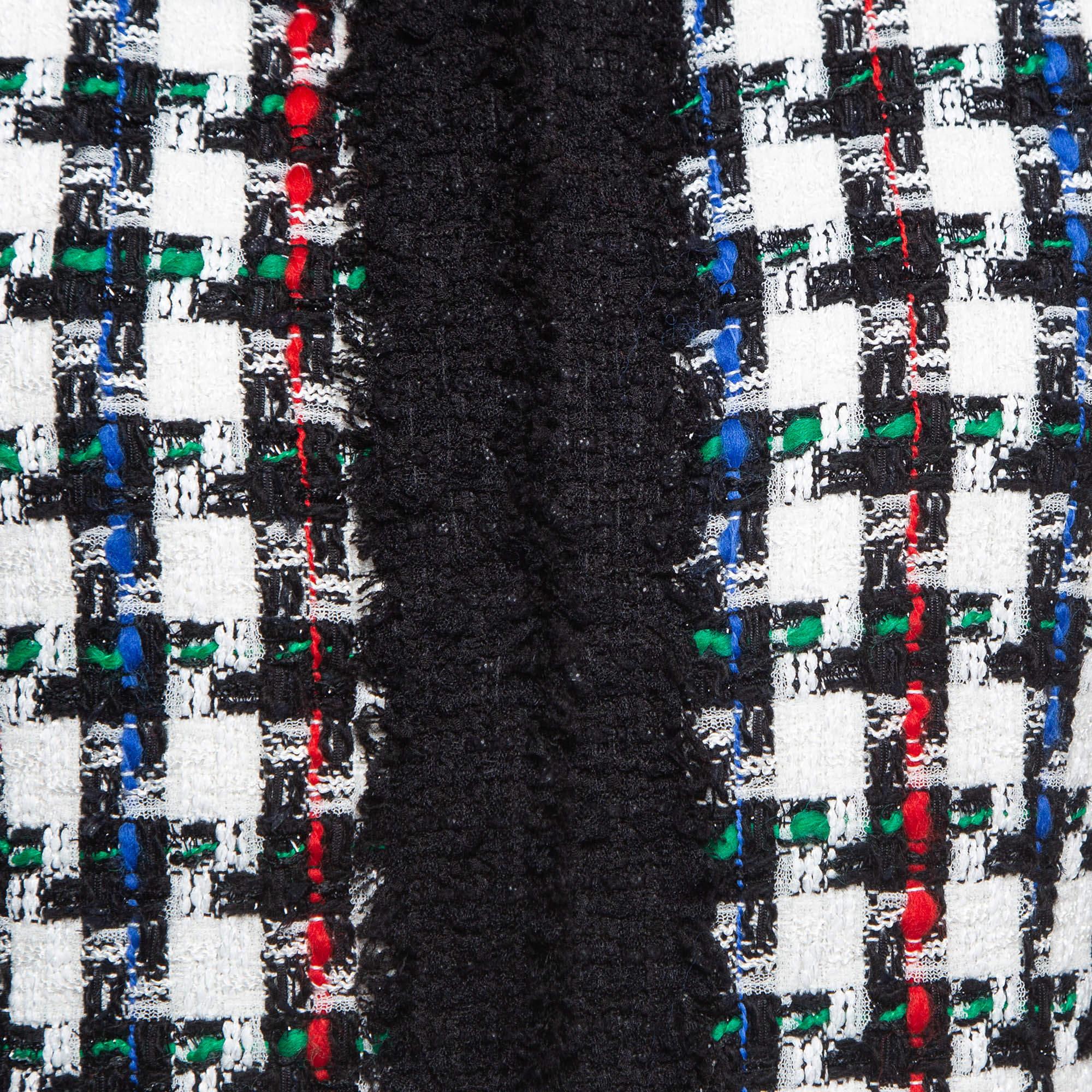 Balmain - Giacca senza colletto in tweed multicolore M. in vendita 1