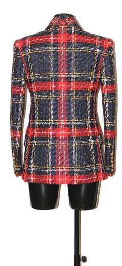 Balmain Multicolored Tartan Tweed Blazer