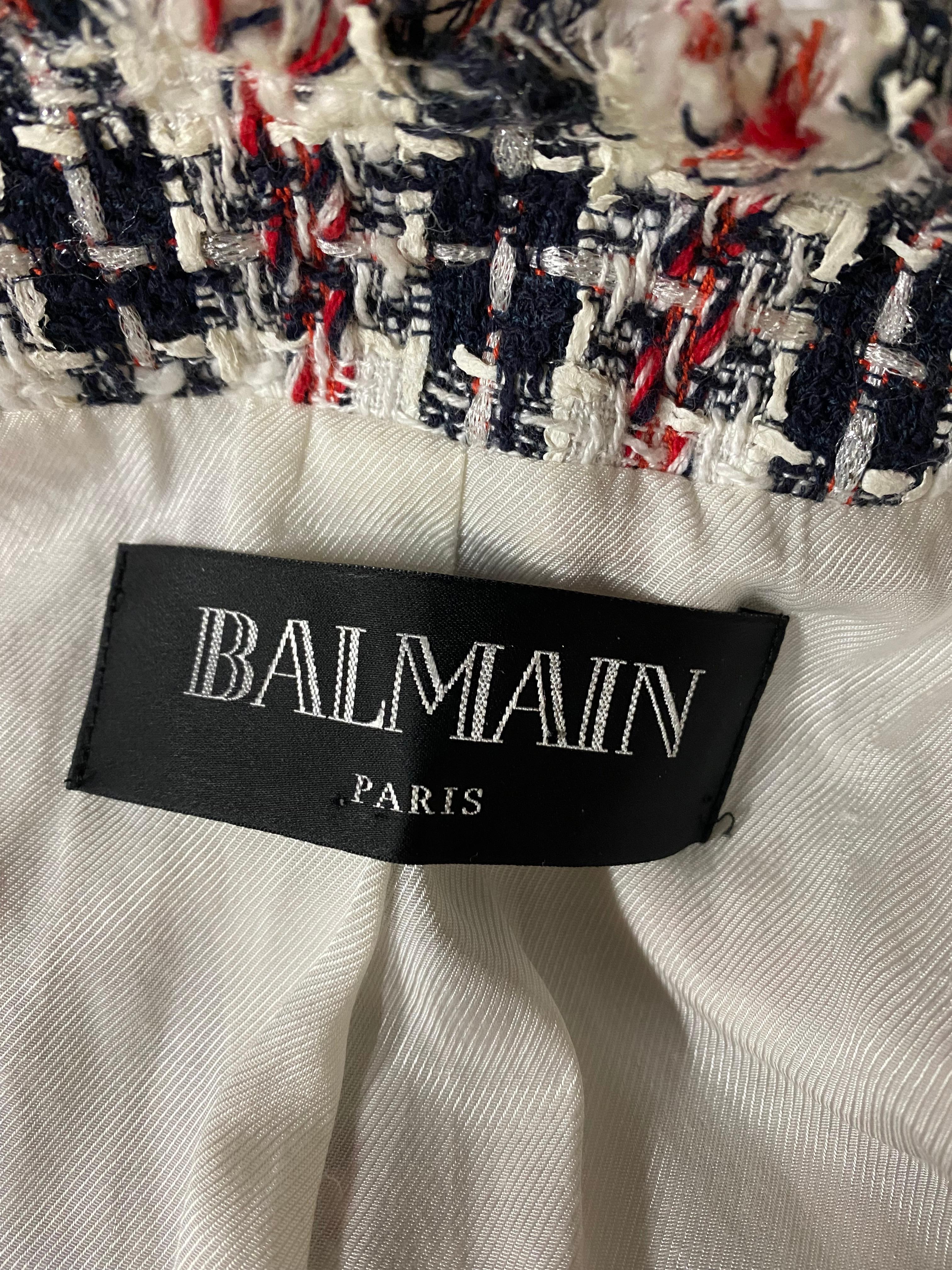 Balmain Multicolored Tweed Blazer Jacket For Sale 4