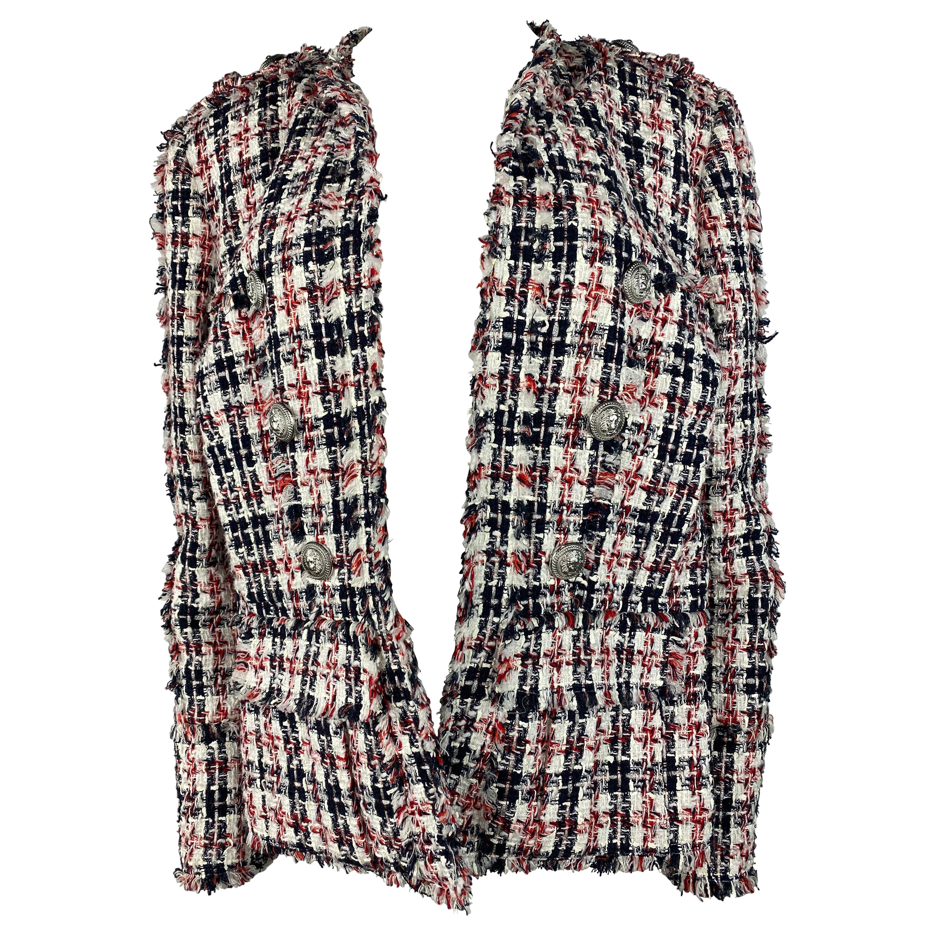 Chaqueta blazer de tweed multicolor Balmain