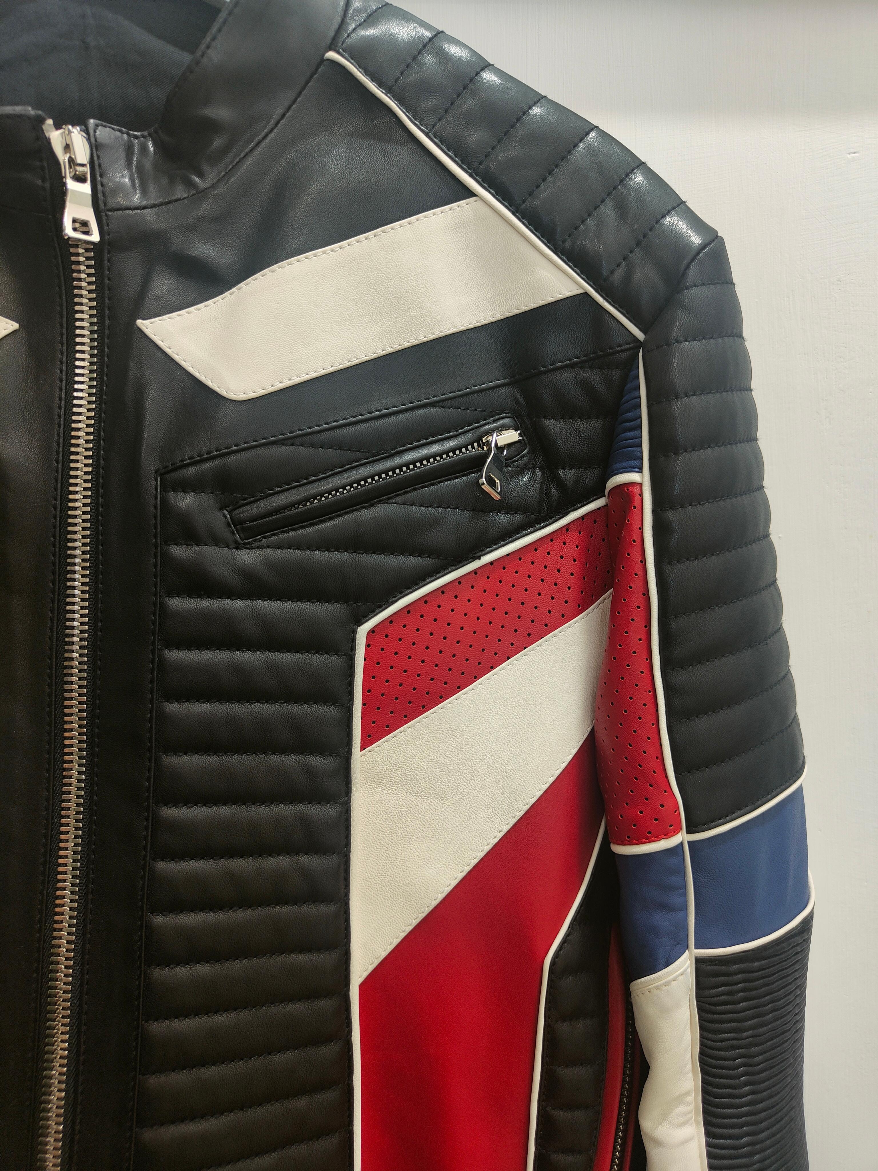 Balmain multicoloured leather jacket NWOT For Sale 11