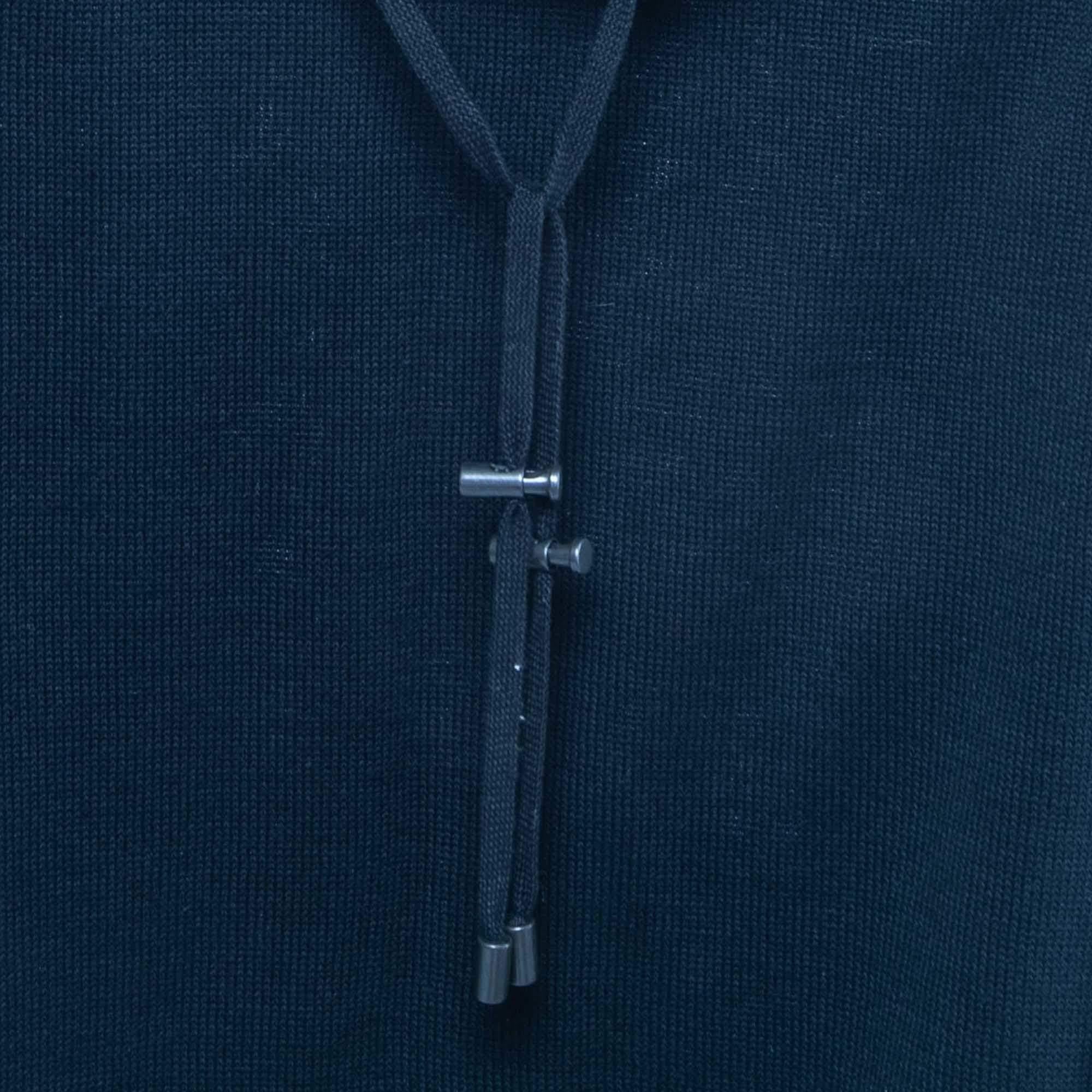 Men's Balmain Navy Blue Cotton Side Stripe Detail Drawstring Yoga Pants XS For Sale