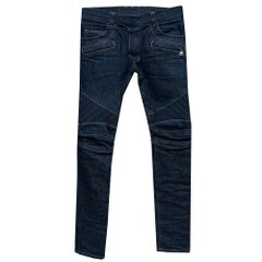 Balmain Marineblaue Denim Biker Jeans S