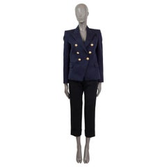 BALMAIN navy blue SIGNATURE DOUBLE BREASTED Blazer Jacket XS