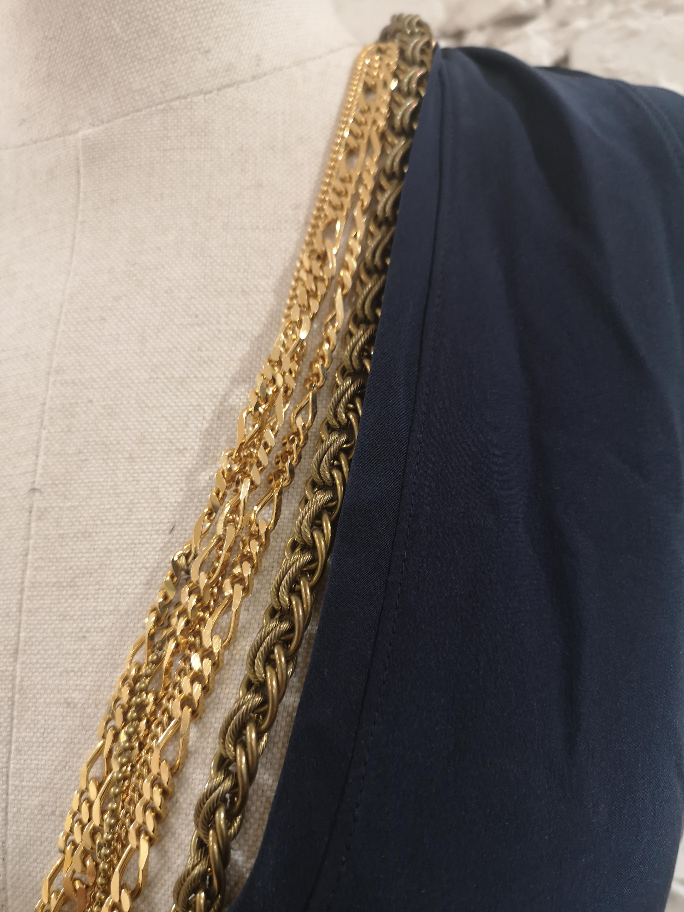 Balmain Navy Blue Sleeveless Top with Gold Chains For Sale at 1stDibs ...