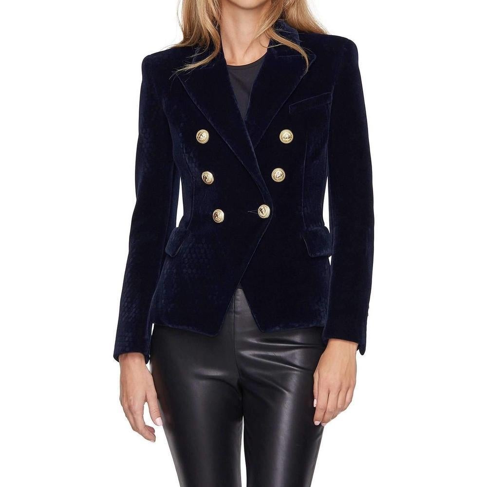 navy blue velvet blazer