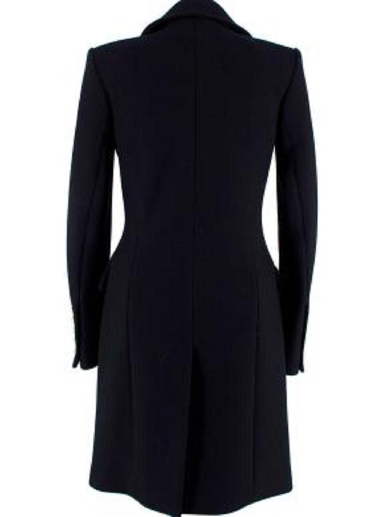 Balmain Navy Double Breasted Wool and Cashmere Coat For Sale at 1stDibs