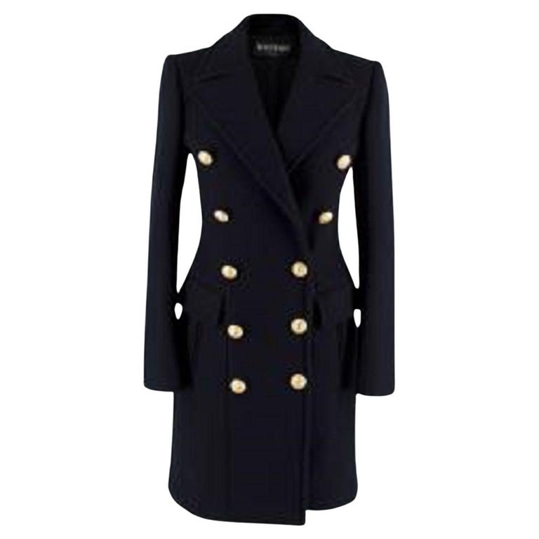 Balmain Navy Double Breasted Wool and Cashmere Coat For Sale at 1stDibs