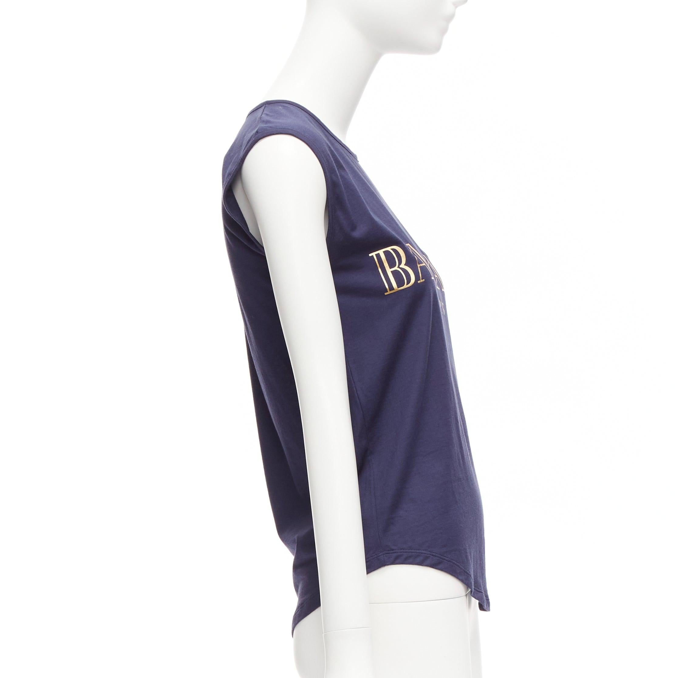 BALMAIN Débardeur militaire boutonné or bleu marine FR34 XS Bon état - En vente à Hong Kong, NT