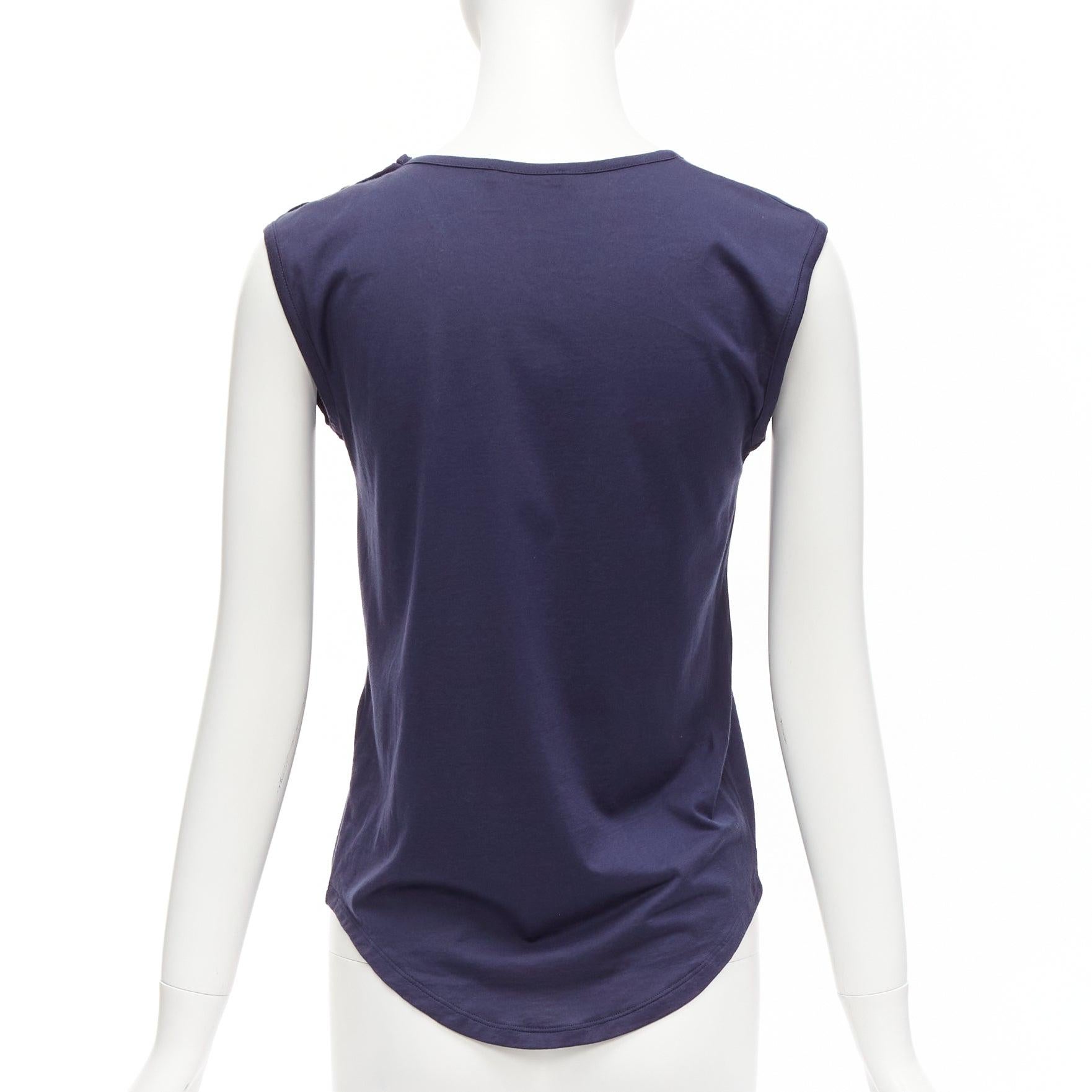 BALMAIN Débardeur militaire boutonné or bleu marine FR34 XS Pour femmes en vente