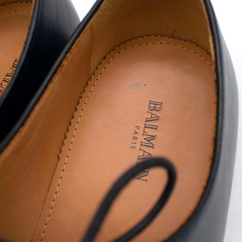 Balmain Marineblaue klassische Oxford-Schuhe aus Leder - Größe EU 44 im Angebot 1