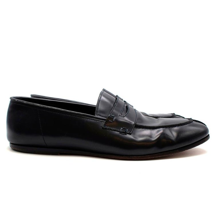Balmain Navy Leather Mens Loafers Size 44 For Sale at 1stDibs
