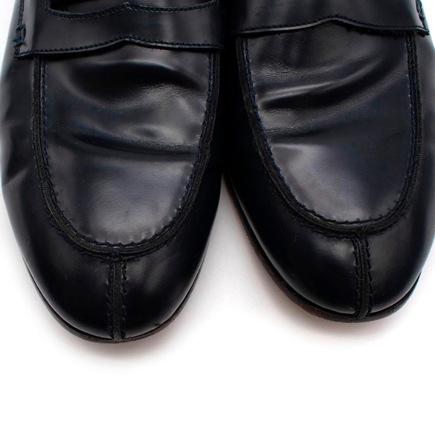 Balmain Navy Leather Mens Loafers - Size 44 For Sale 1