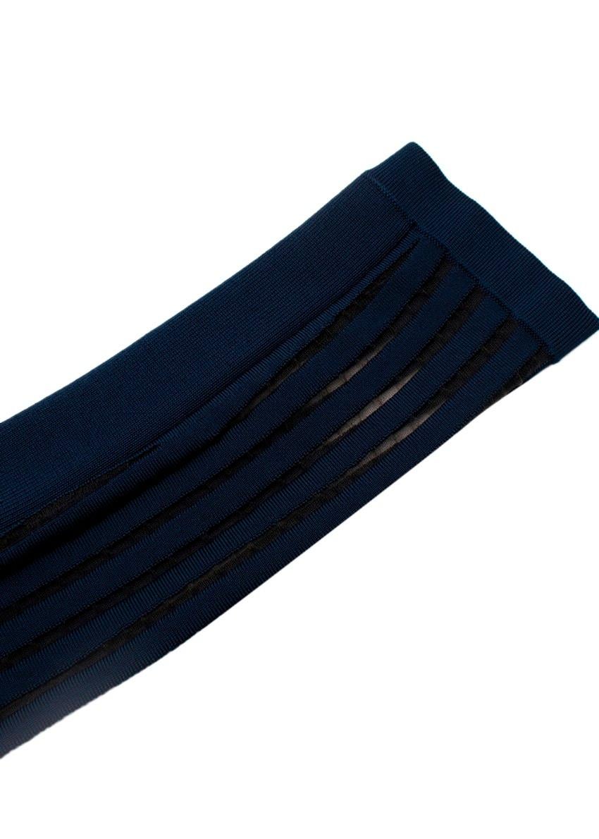 Balmain Navy Vestito a maniche lunghe a coste con pannelli trasparenti EU 38, US 6 in vendita 1