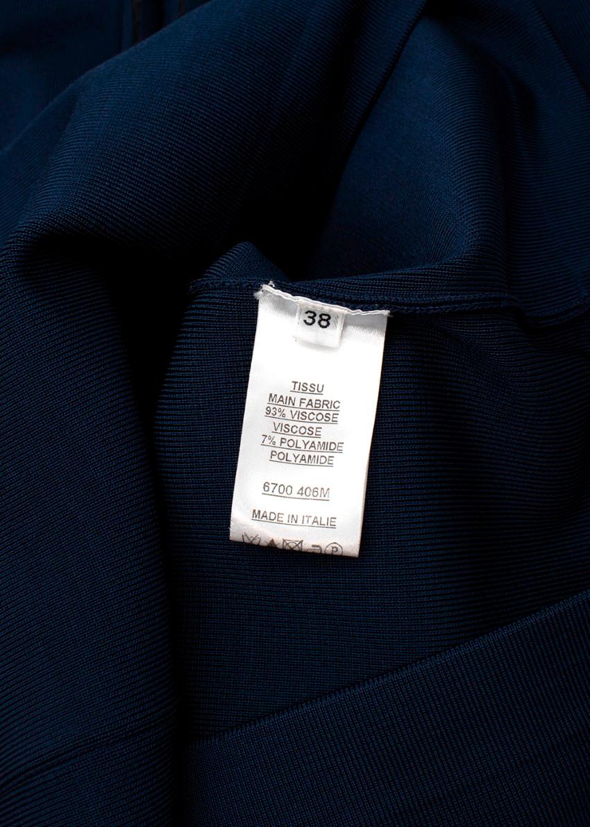 Balmain Navy Vestito a maniche lunghe a coste con pannelli trasparenti EU 38, US 6 in vendita 4
