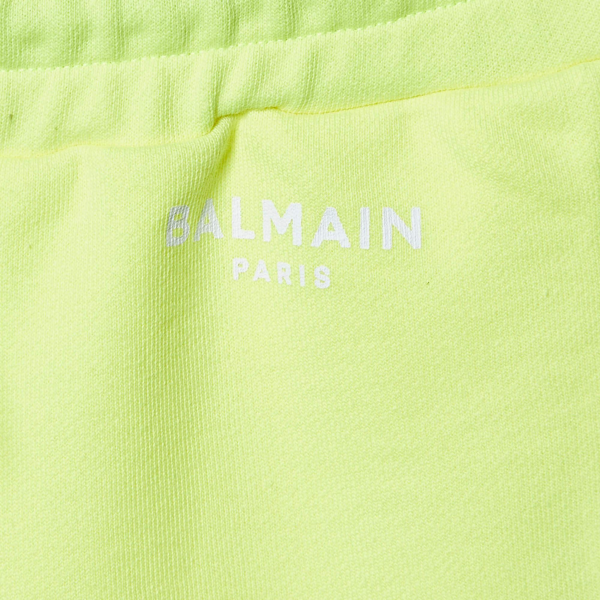 Balmain Bermudas de algodón amarillo neón 14A Años Amarillo en venta