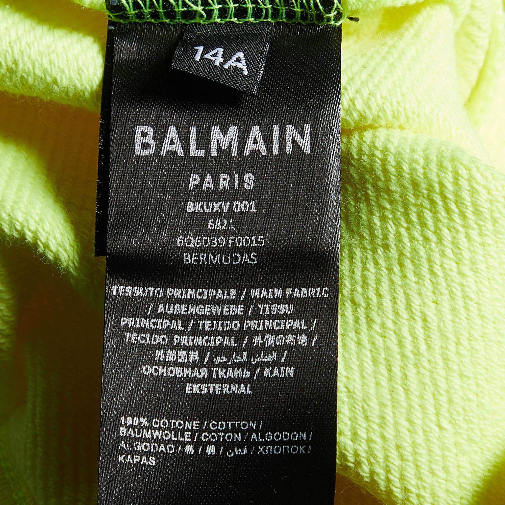 Femenino o masculino Balmain Bermudas de algodón amarillo neón 14A Años en venta