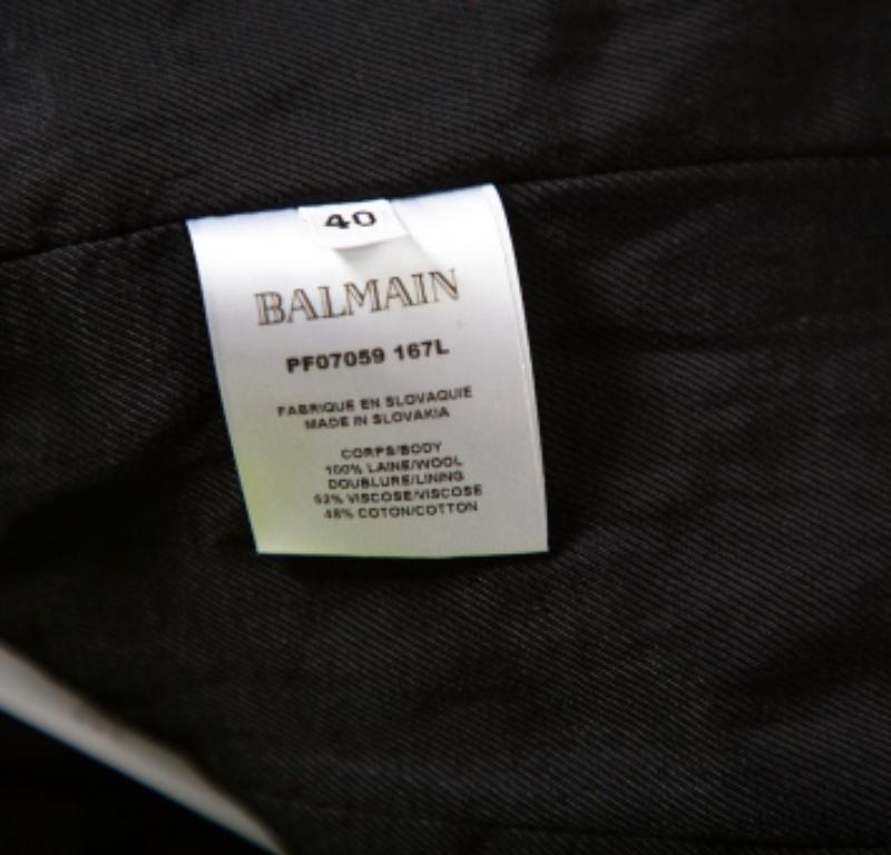 Balmain Jaune fluo Blazer en laine à double boutonnage M en vente 1