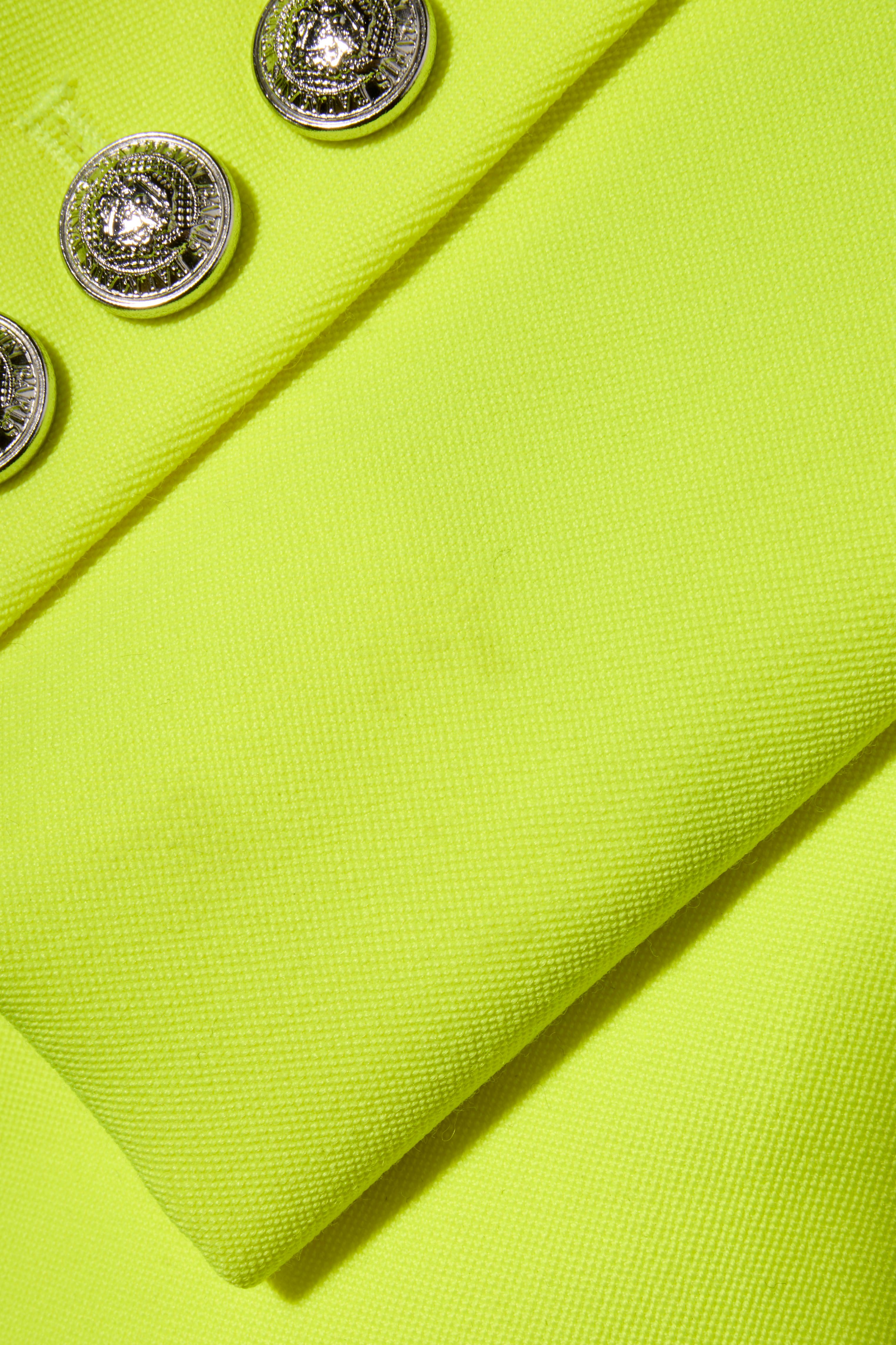 Balmain Neongelbes Wollblazer mit Doppelreihern FR 38 im Angebot 2