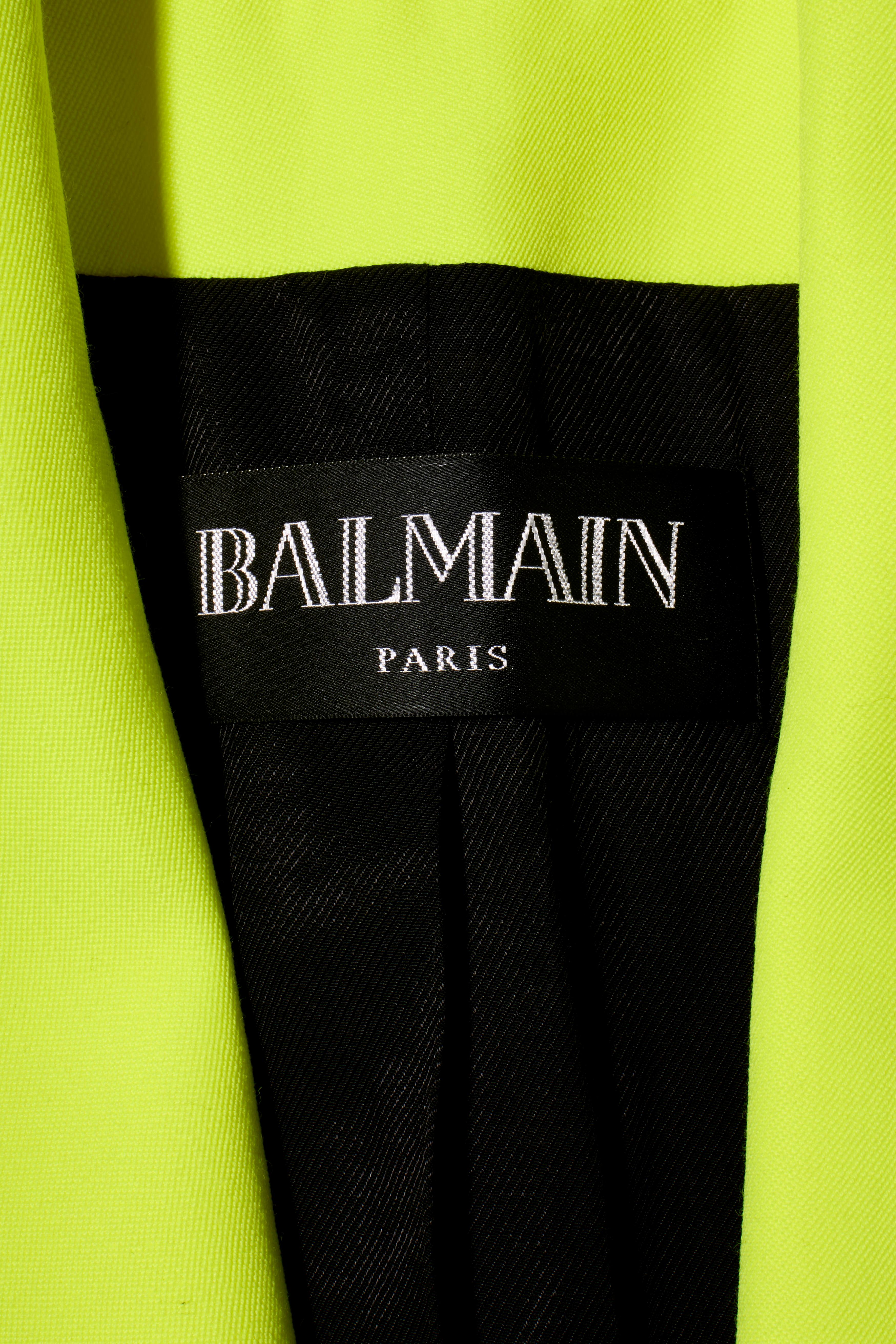 Balmain Neongelbes Wollblazer mit Doppelreihern FR 38 im Angebot 3