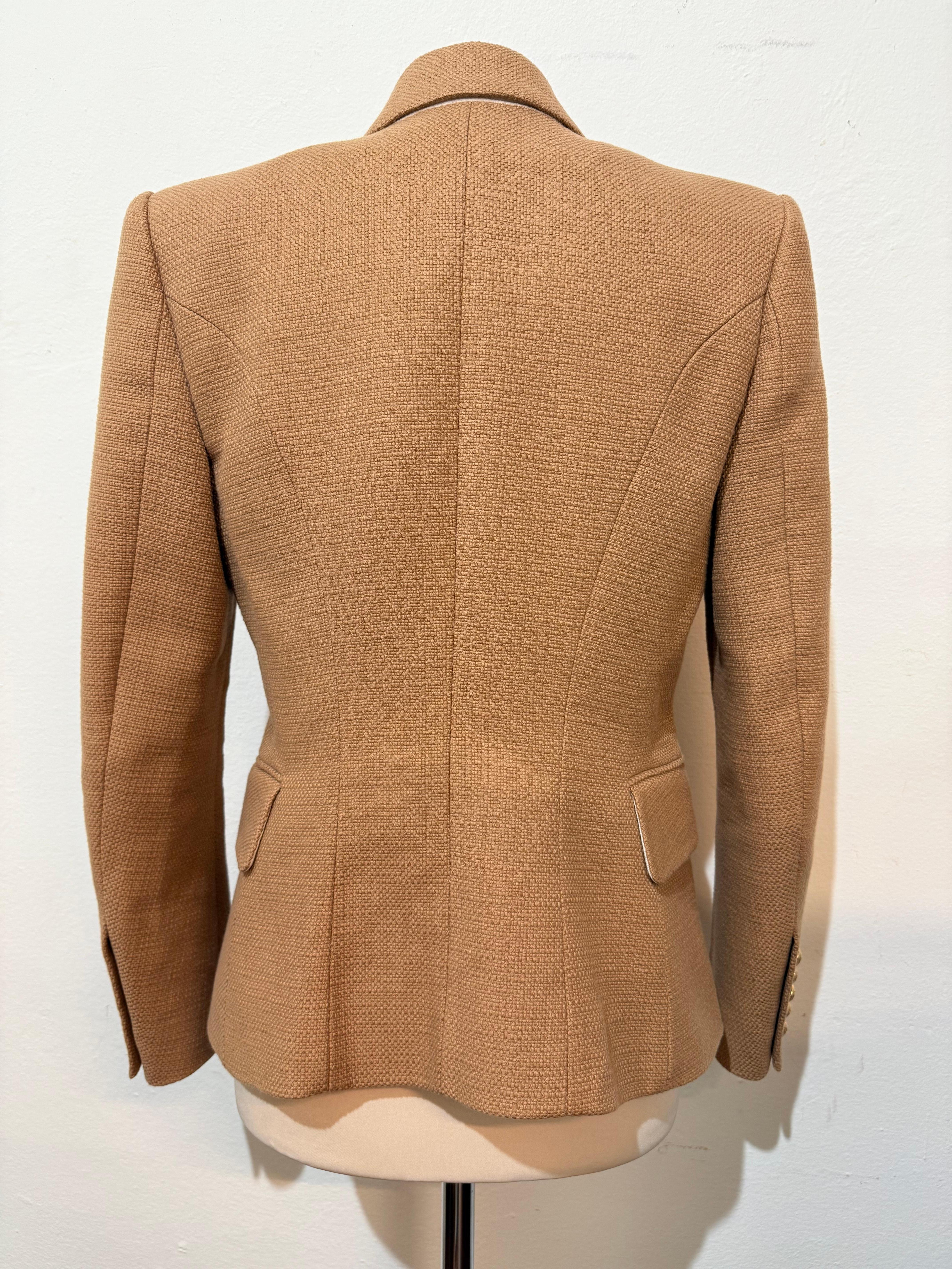 Balmain - Giacca in cotone noisette FR 38, IT 42 in vendita 6
