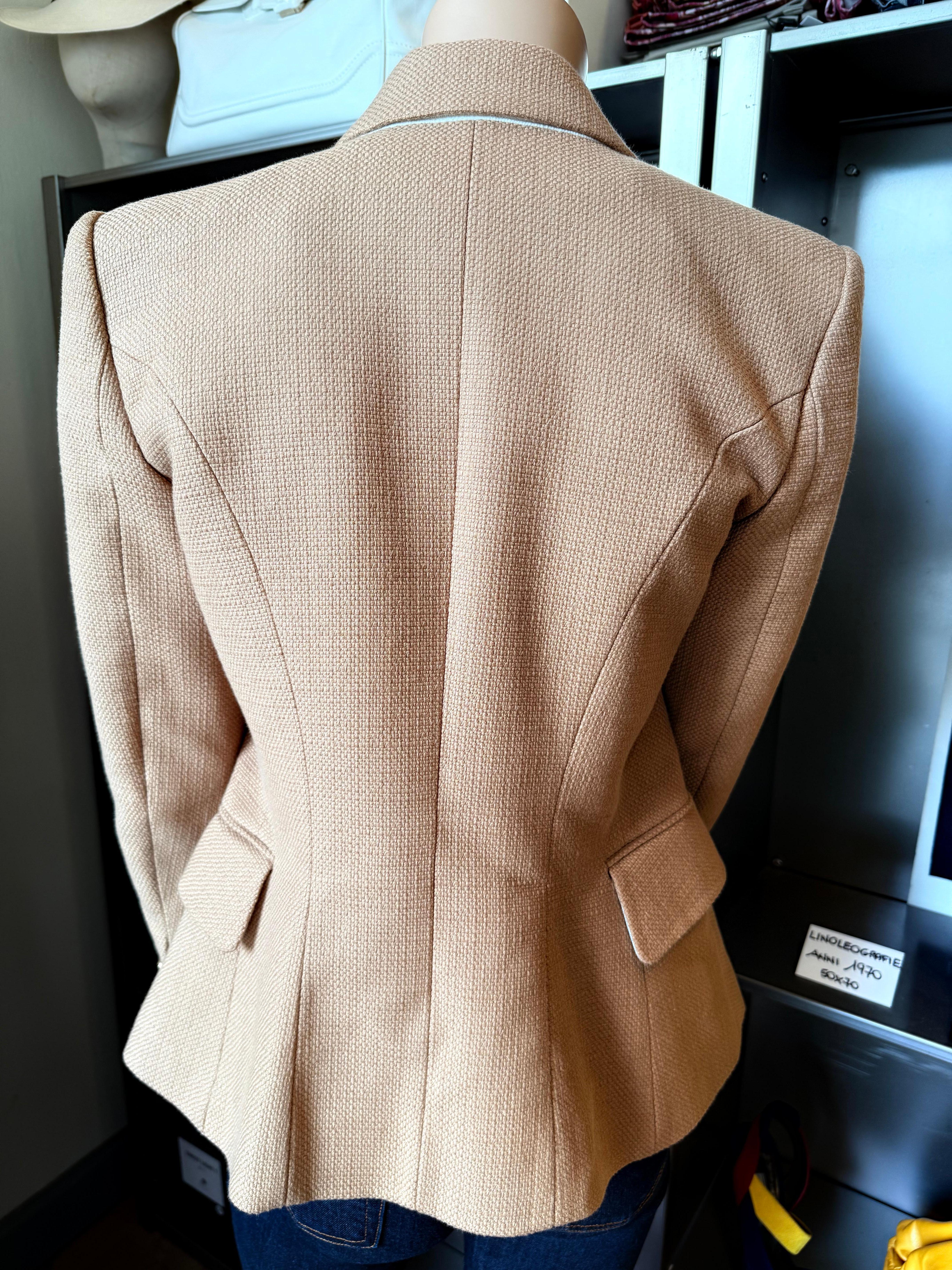 Balmain - Giacca in cotone noisette FR 38, IT 42 in vendita 1