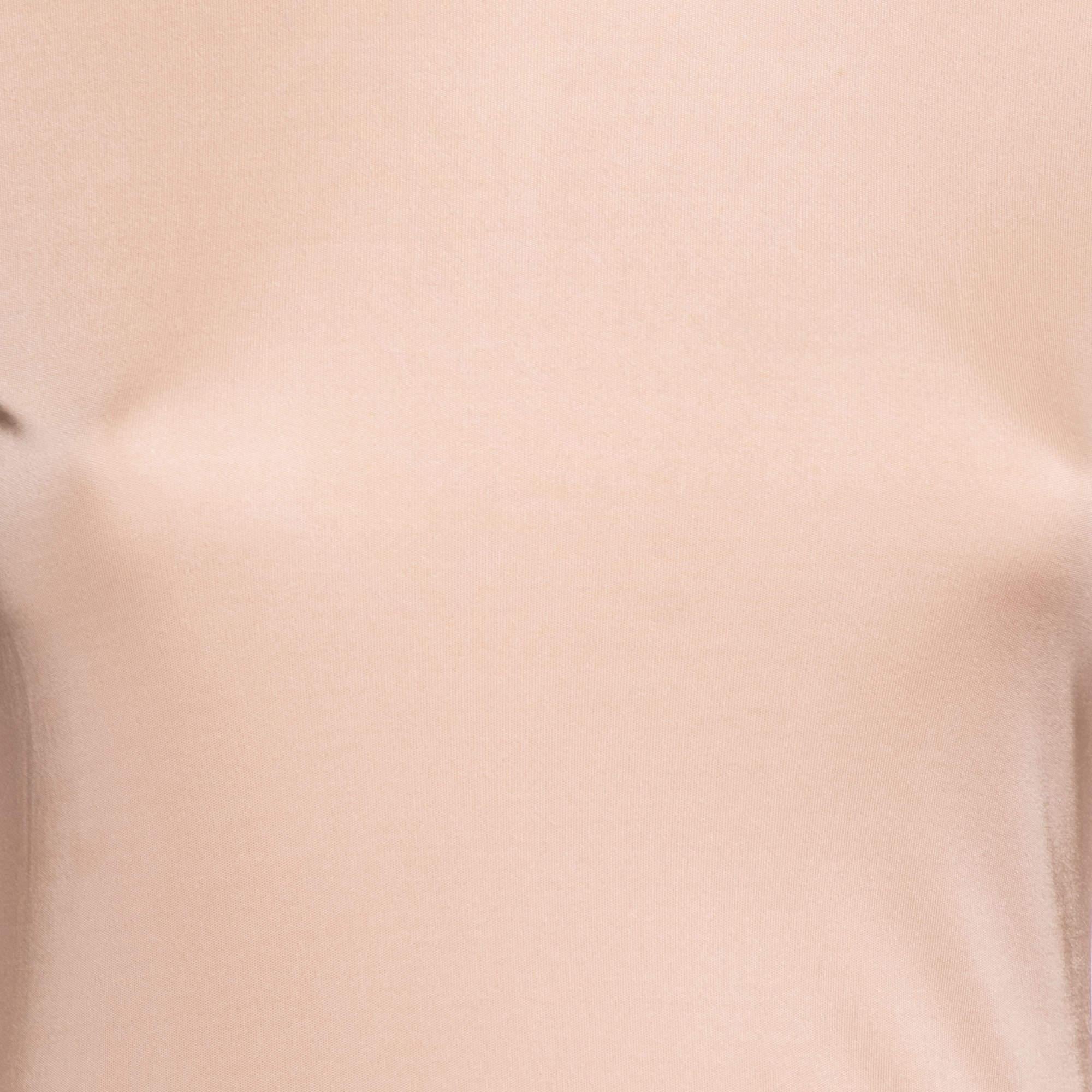 Beige Balmain Nude Body a maniche lunghe in maglia elasticizzata M. I. in vendita