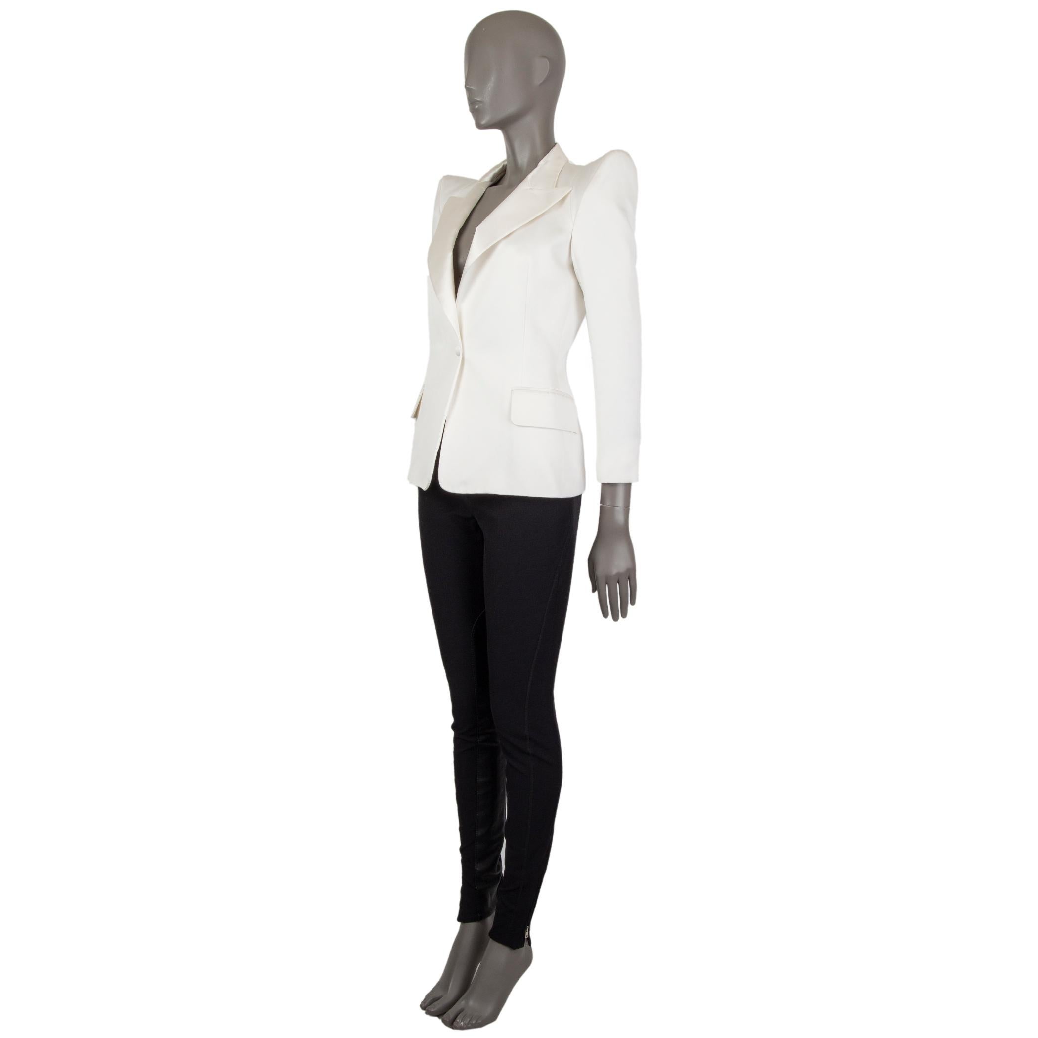 BALMAIN off-white cotton SATIN TRIM TUXEDO Blazer Jacket 40 For Sale at ...