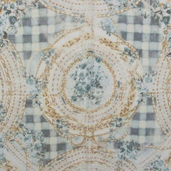 BALMAIN off-white & gold cashmere silk Chain Shawl Scarf