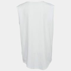 Balmain Off-White Slogan Studded Cotton Tank Top S
