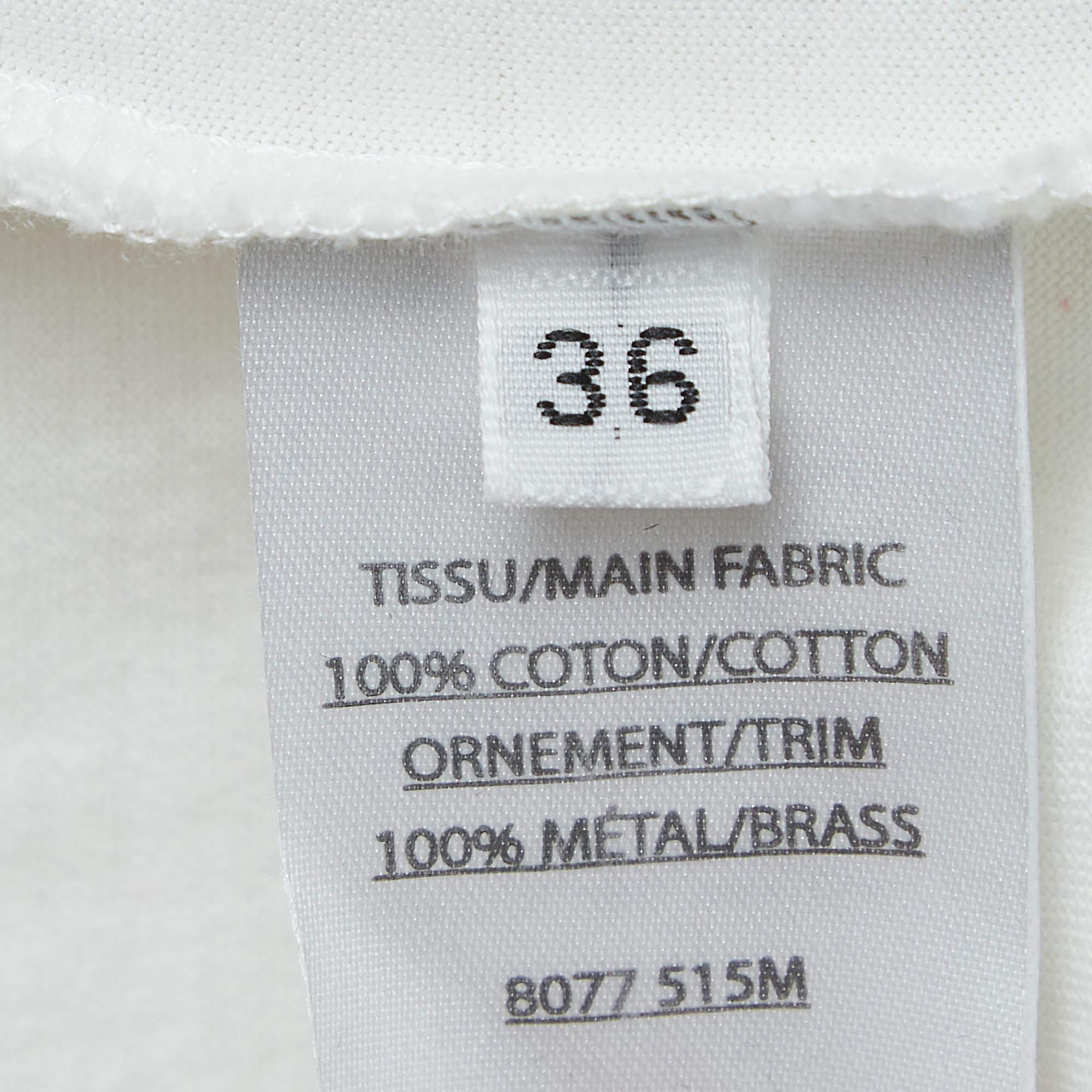 Balmain Off-White Slogan Studded Cotton Tank Top S For Sale 1