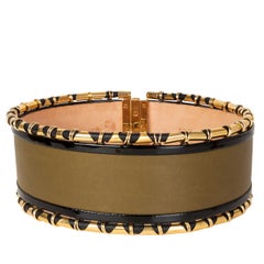 BALMAIN olive green leather WIDE WAIST Belt 36 XS