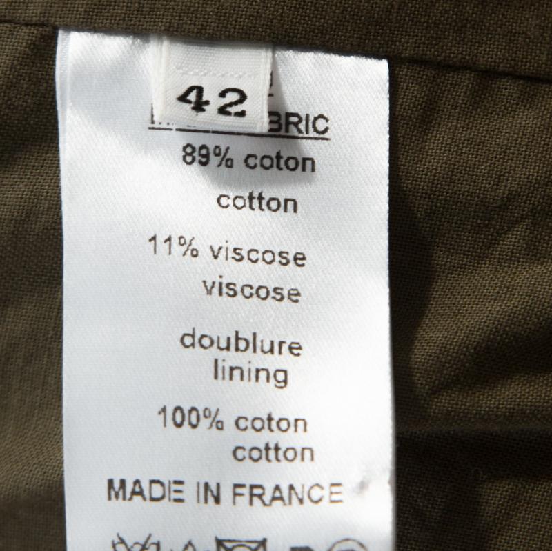Balmain Olive Green Tweed Buckle Detail Zip Front Jacket L 1