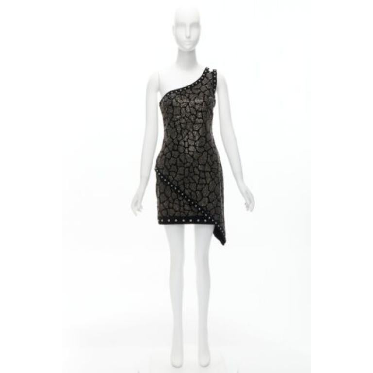 BALMAIN Olivier Rousteing 2017 silver studded bead embellished velvet dress L For Sale 5