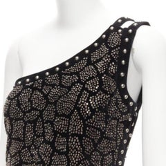 BALMAIN Olivier Rousteing 2017 silver studded bead embellished velvet dress L