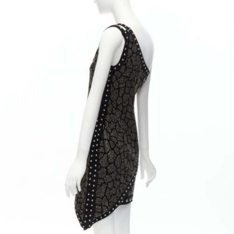 BALMAIN Olivier Rousteing 2017 silver studded bead embellished velvet dress L For Sale 1