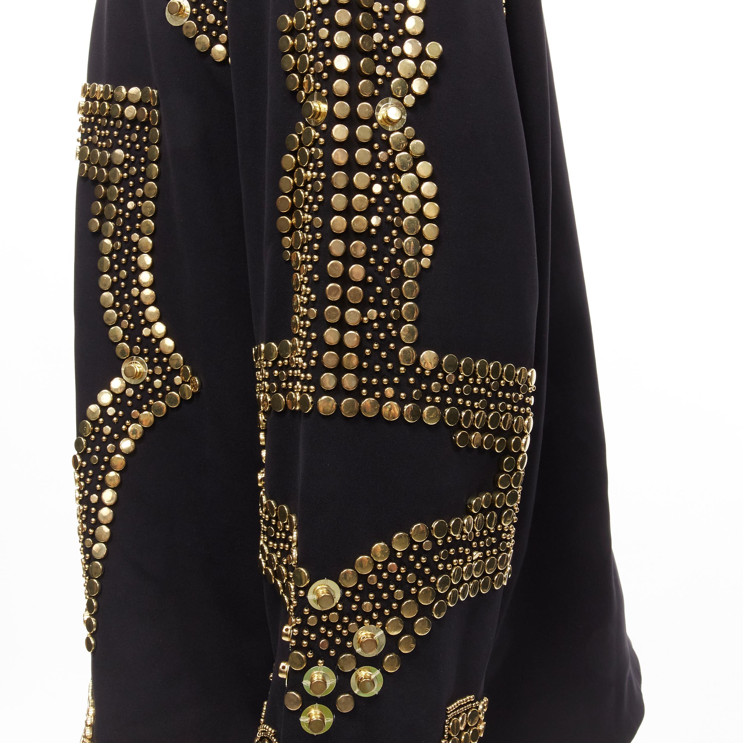 BALMAIN Olivier Rousteing black cotton gold allover studded hoodie sweatshirt S 3
