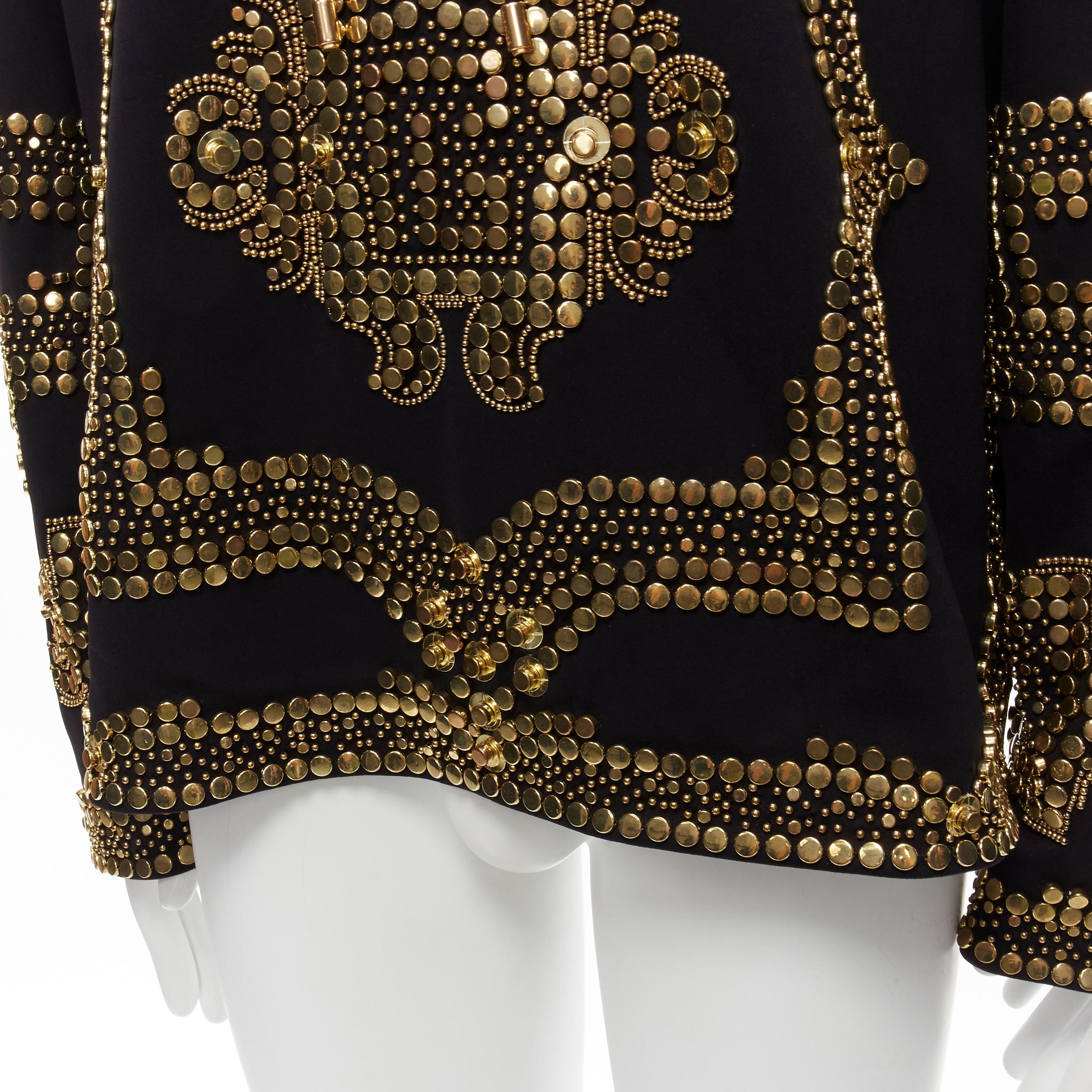 BALMAIN Olivier Rousteing black cotton gold allover studded hoodie sweatshirt S 2