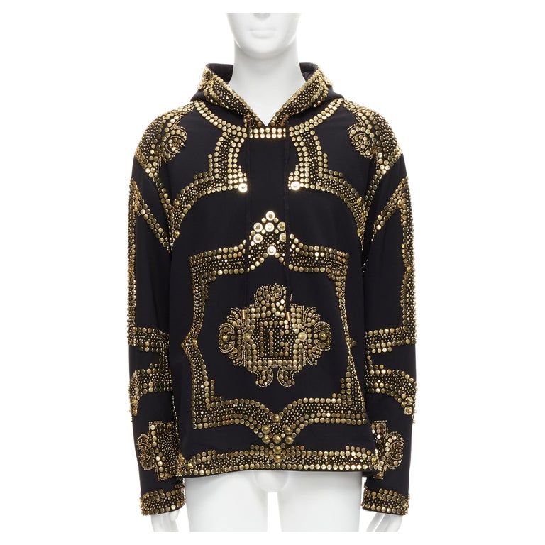 Balmain Olivier Rousteing coton noir or allover clouté sweat à