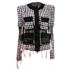 Balmain Olivier Rousteing Fall 2019 Look 20 Black Pink fringe tweed jacket