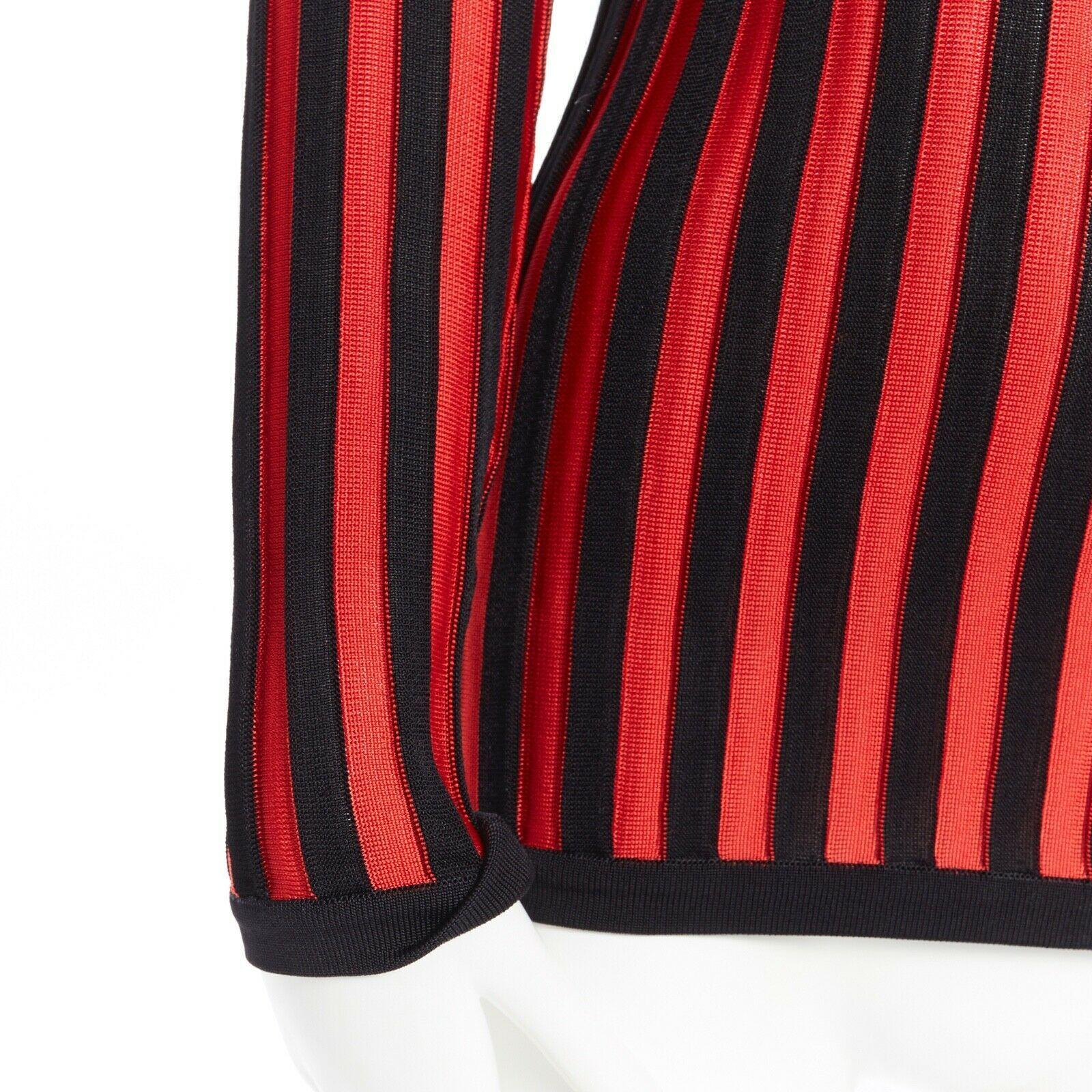 Balmain OLIVIER ROUSTEING rosso nero a righe in maglia bodycon pullover top FR34 XS 5