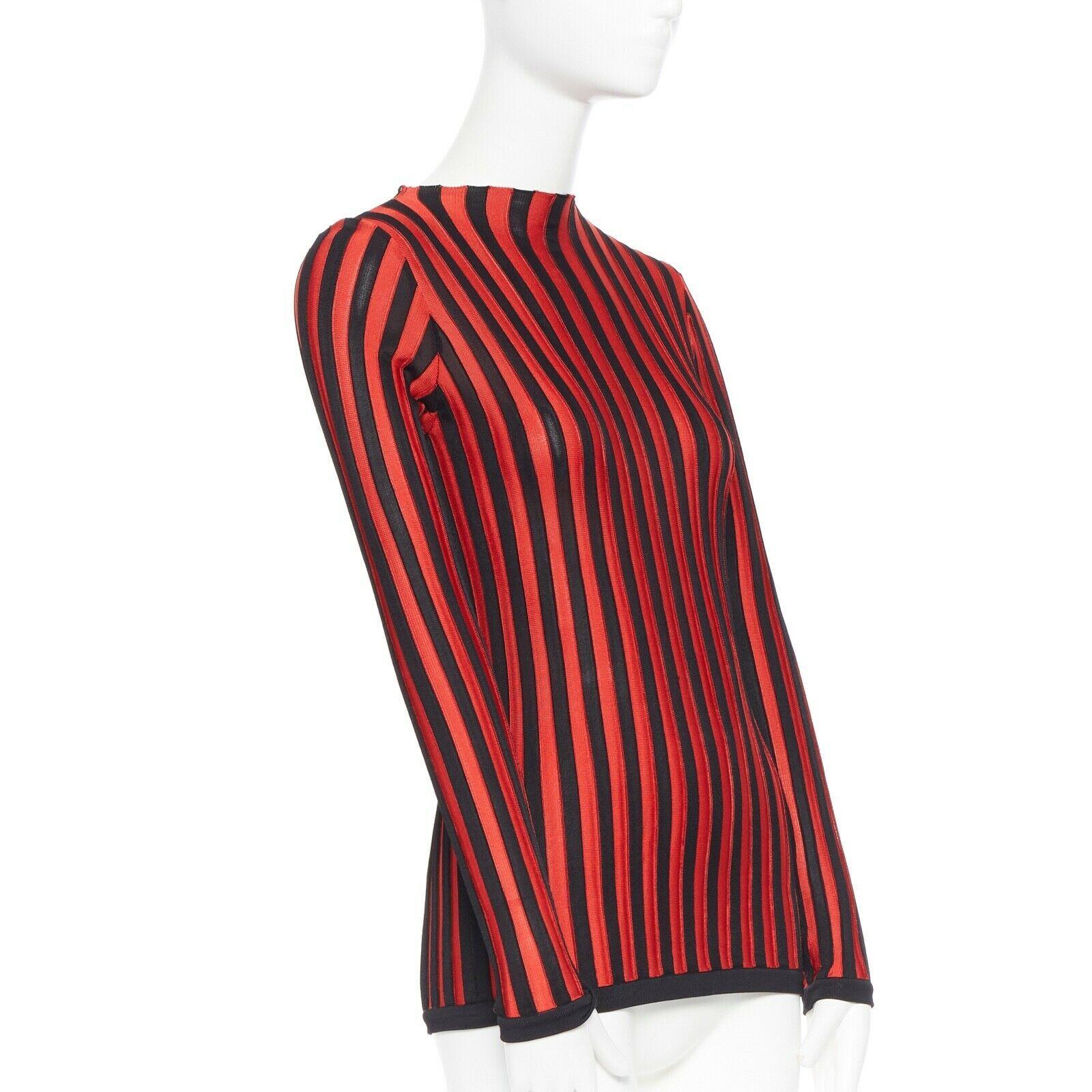 Balmain OLIVIER ROUSTEING rosso nero a righe in maglia bodycon pullover top FR34 XS In condizioni ottime a Hong Kong, NT
