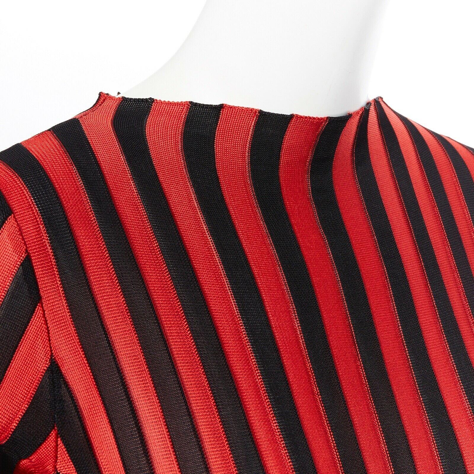 Balmain OLIVIER ROUSTEING rosso nero a righe in maglia bodycon pullover top FR34 XS 4